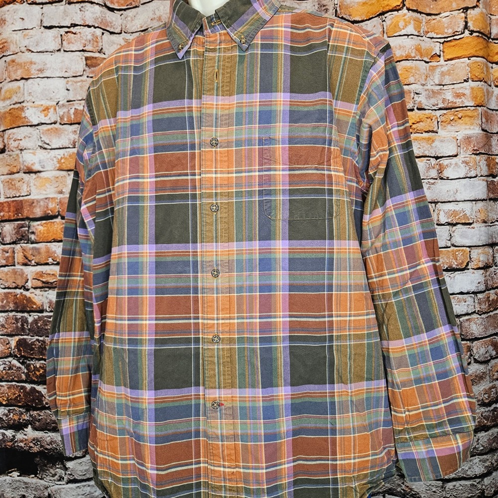 Cremieux Collection Mens XL Plaid Button Down Shirt Long Sleeve Cotton Multi